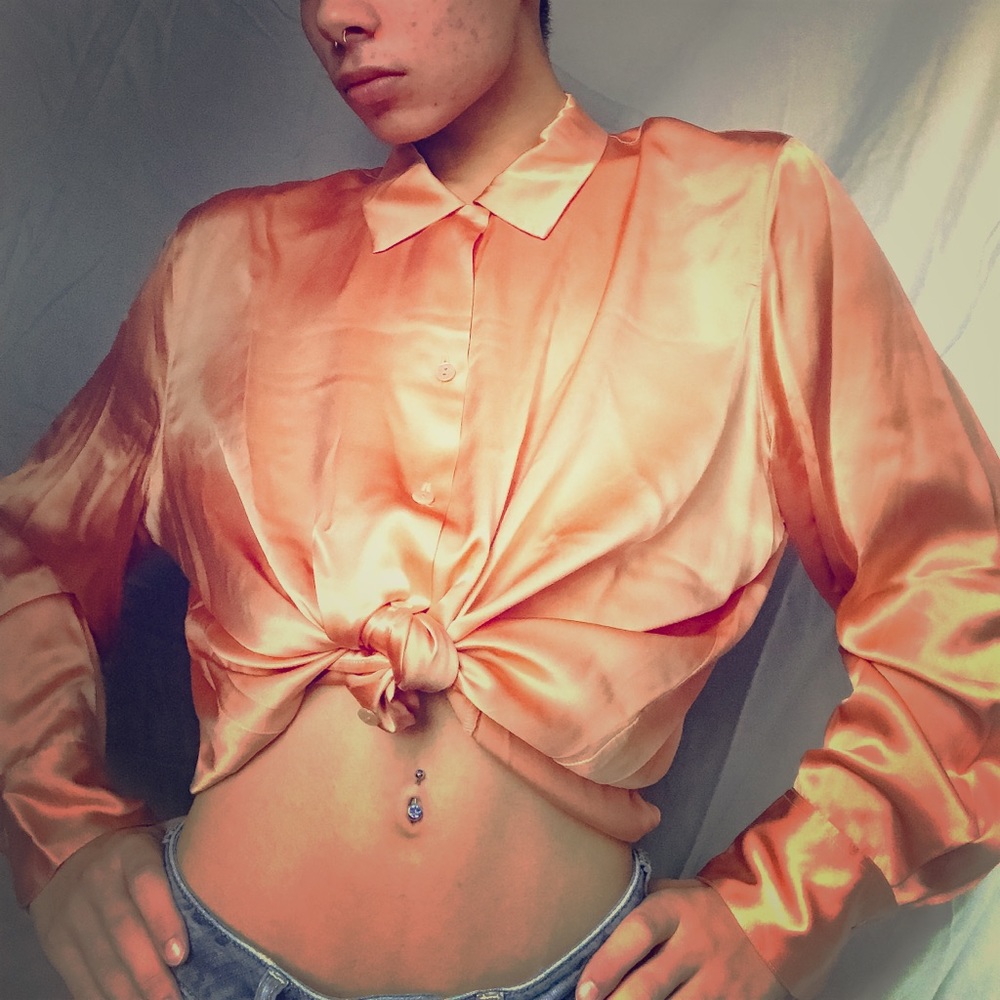 Bill Burns Signature Peach Silk Blouse